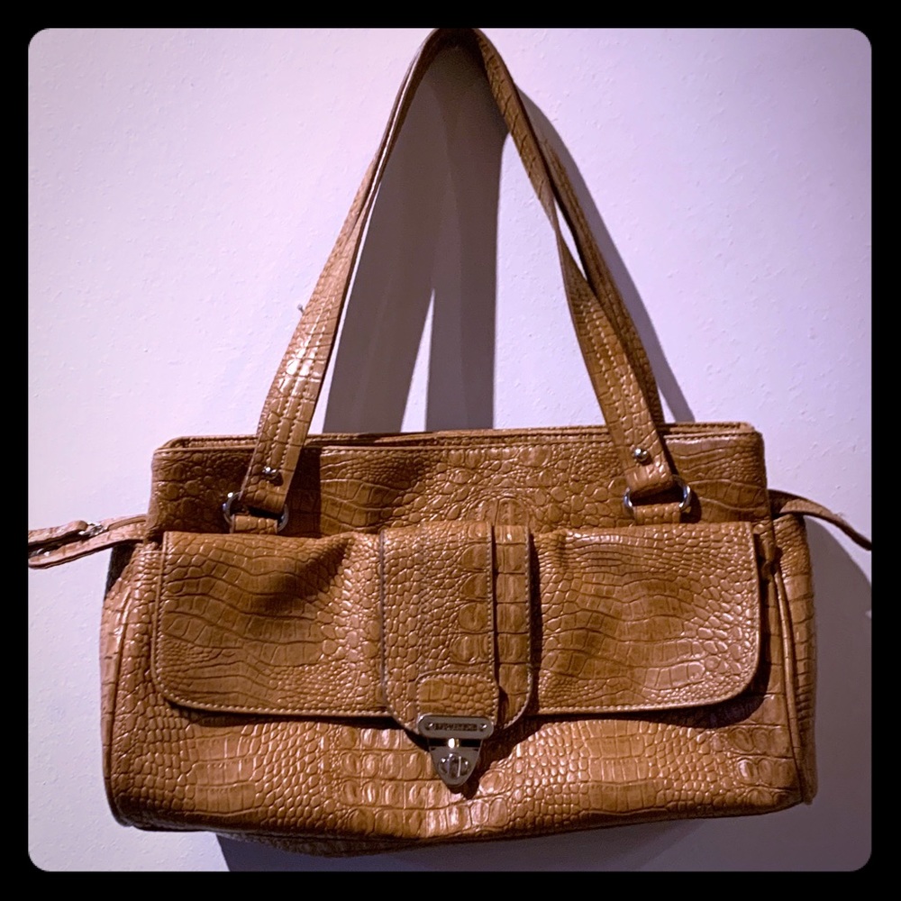 Sag harbor Tan Purse faux leather gator skin